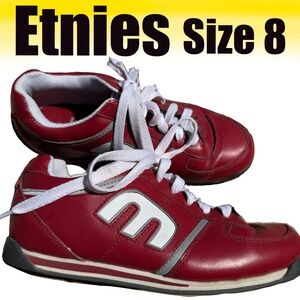 Vintage 2008 Etnies Lo-Lo Red Leather Sneakers 8W